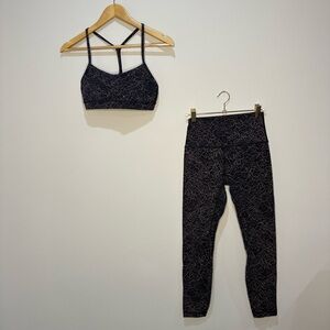 Lululemon Athletica Black Lace Sports Bra and Leggings Set